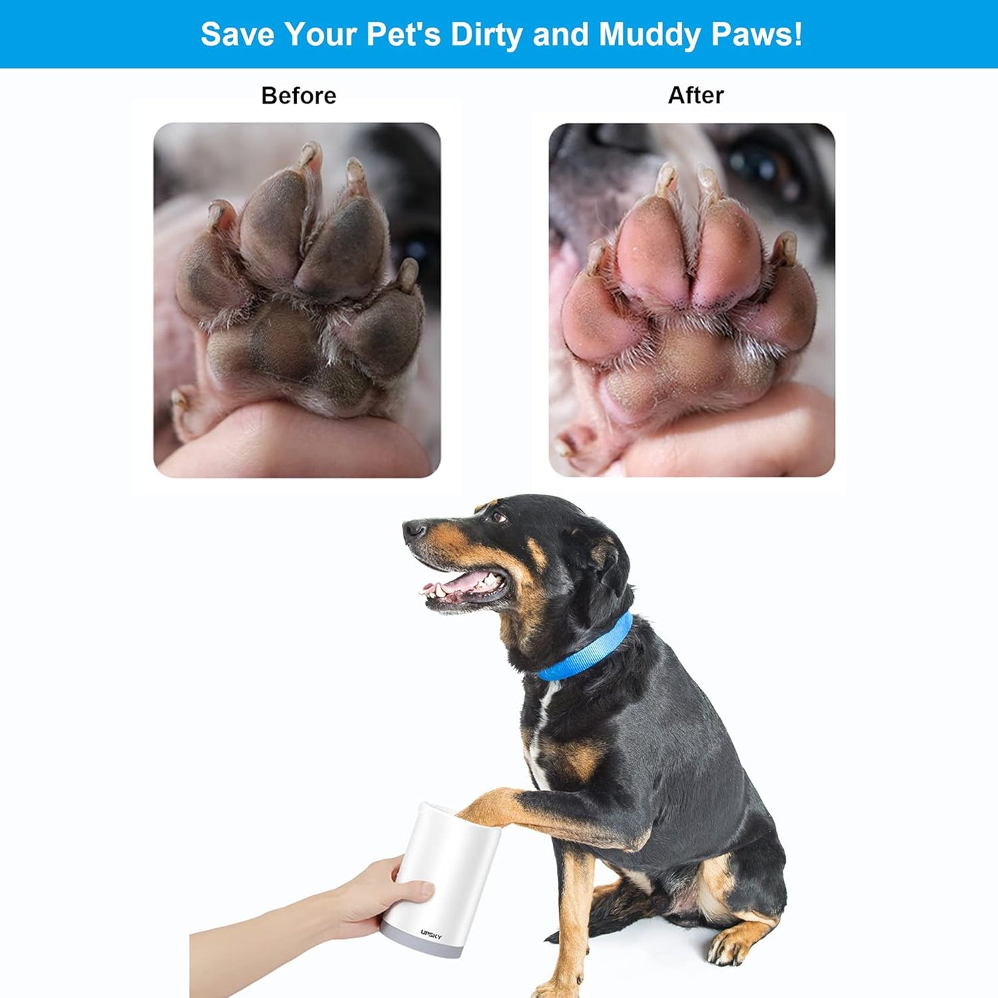 Dog Paw Cleaner, Pet Grooming Brush, Prevent Water Splashing Dog Paw Washer Cup, Soft Silicone Dog Foot Washer for Medium Dog